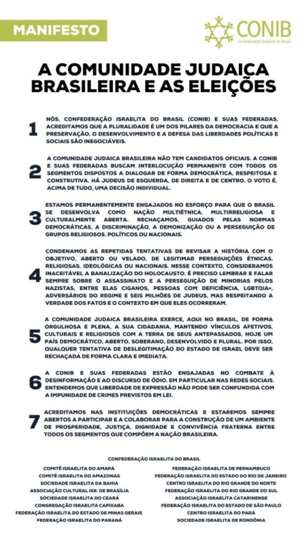 News-Em Pauta - Fundada em 1948, a CONIB – Confederação Israelita do Brasil é o órgão de representação e coordenação política da comunidade judaica brasileira. 